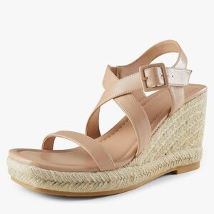 Arromic NWOT Wedge Sandals Espadrille Platform Wedge Heel Tan